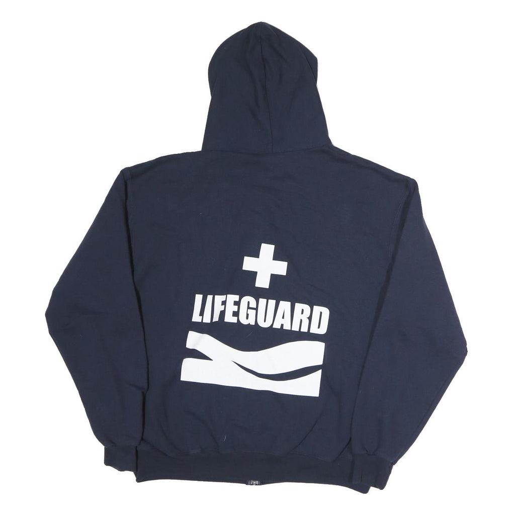 CHAMPION Mens Navy Hoodie L Lifeguard Zip Sweatshirt Cotton