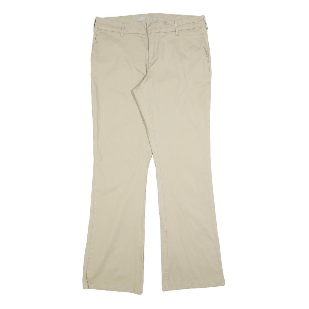 DICKIES Womens Cotton Blend Slim Beige Trousers W34 L32 Zip Closure