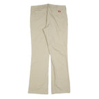 DICKIES Womens Cotton Blend Slim Beige Trousers W34 L32 Zip Closure