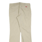 DICKIES Womens Cotton Blend Slim Beige Trousers W34 L32 Zip Closure