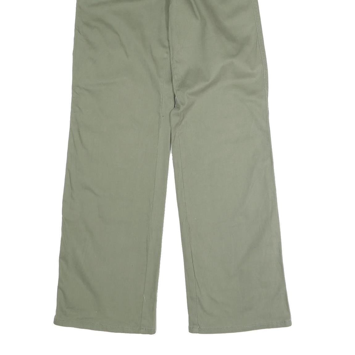 RE Womens Cotton Blend Green Regular Straight Trousers W30 L32 Casual Wear