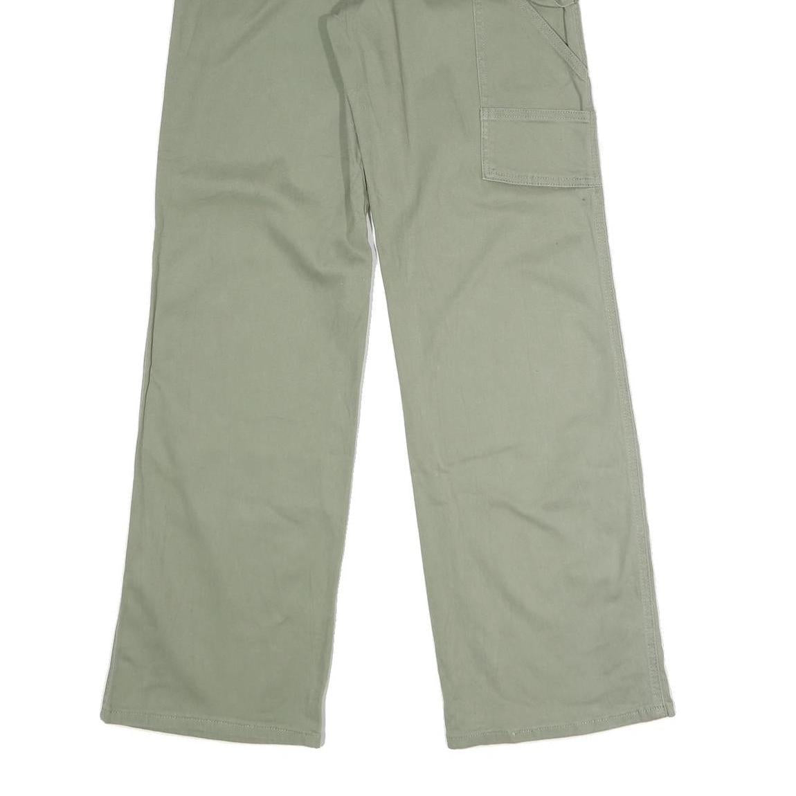 RE Womens Cotton Blend Green Regular Straight Trousers W30 L32 Casual Wear