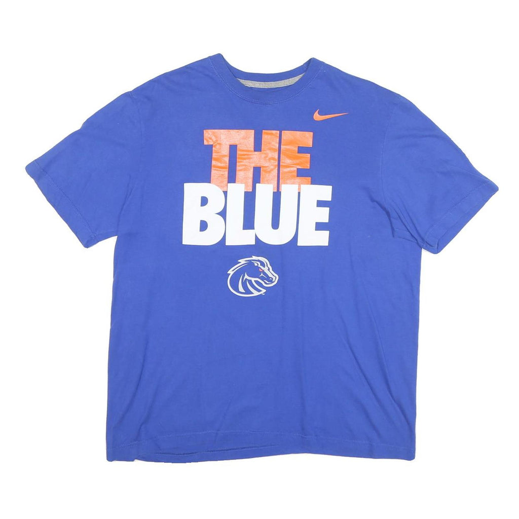 NIKE Mens Blue Orange The Blue Graphic T-Shirt L Short Sleeve Crew Neck