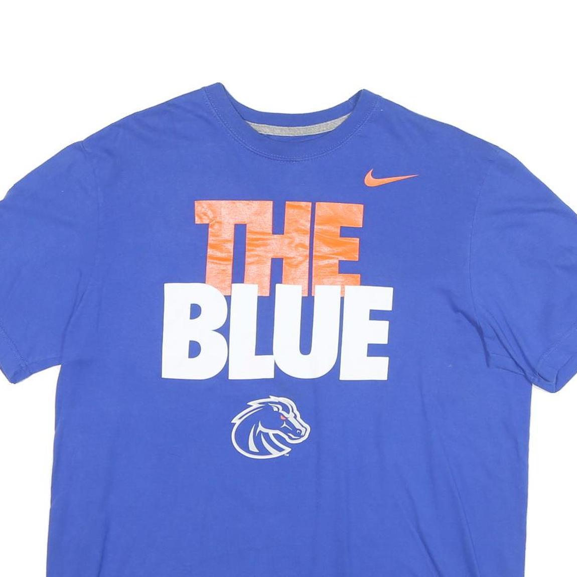 NIKE Mens Blue Orange The Blue Graphic T-Shirt L Short Sleeve Crew Neck