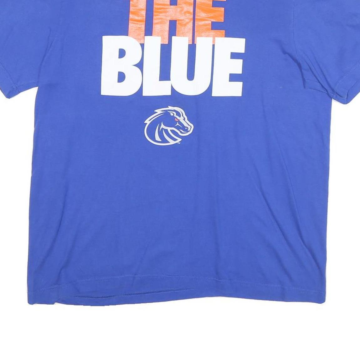 NIKE Mens Blue Orange The Blue Graphic T-Shirt L Short Sleeve Crew Neck