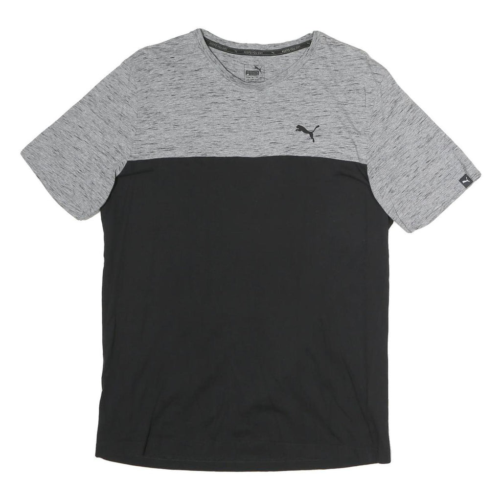PUMA Mens Grey & Black Modern T-Shirt L Short Sleeve Crew Neck Sports Casual