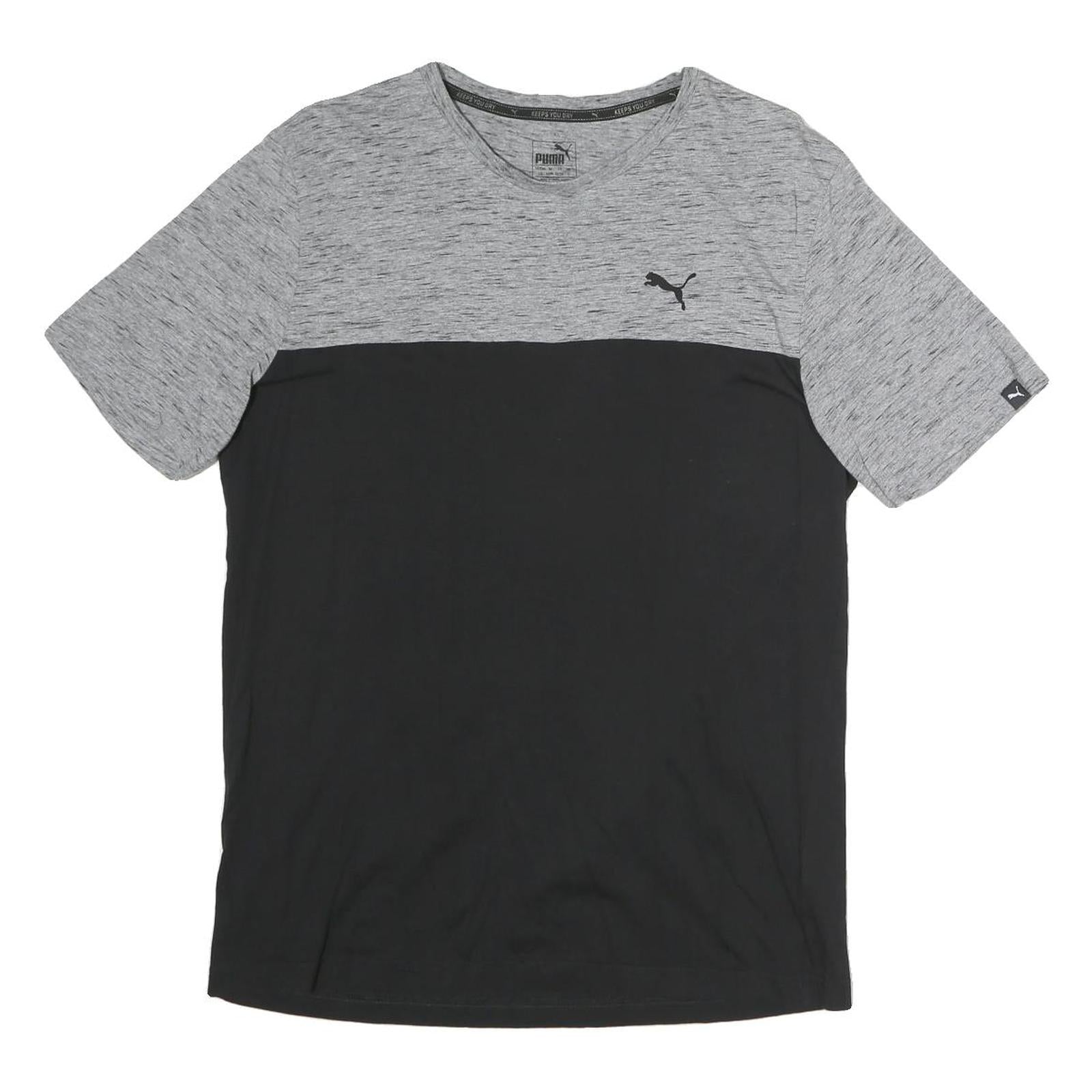 PUMA Mens Grey & Black Modern T-Shirt L Short Sleeve Crew Neck Sports Casual