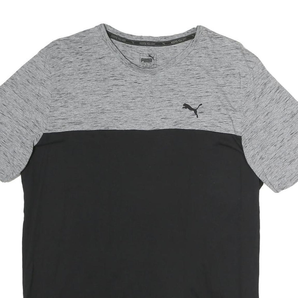 PUMA Mens Grey & Black Modern T-Shirt L Short Sleeve Crew Neck Sports Casual