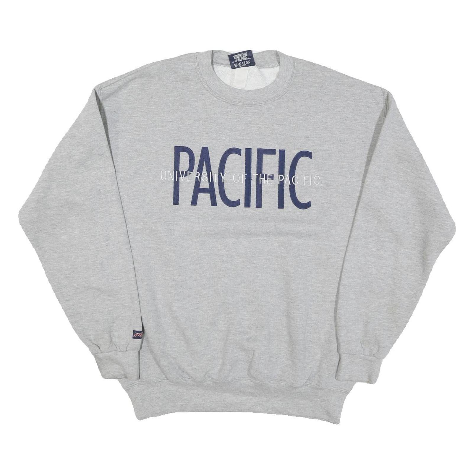 JANSPORT Mens Grey University Of The Pacific Crew Neck L Sweatshirt Cotton Blend