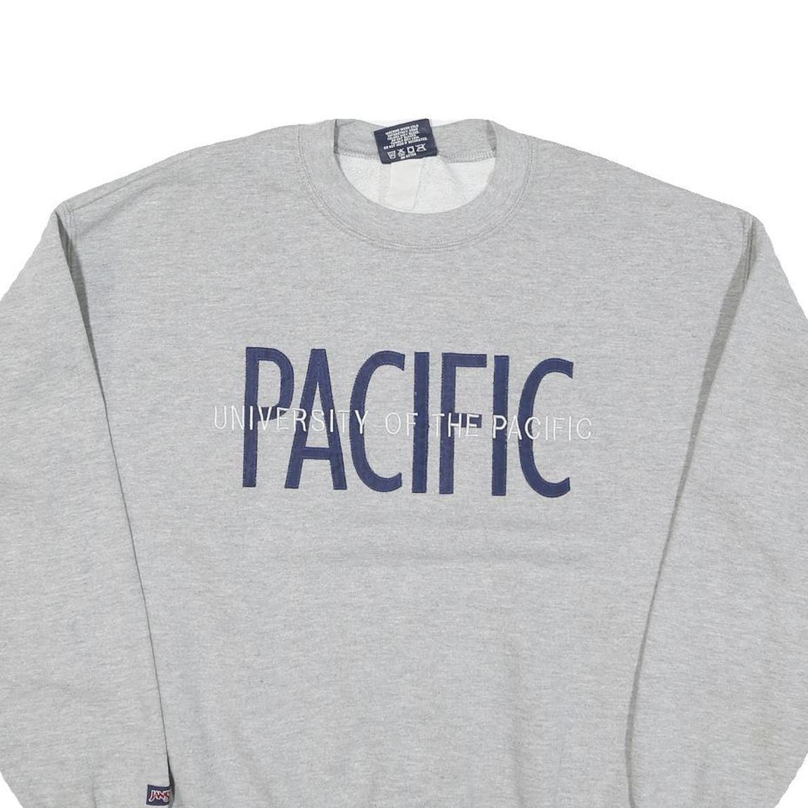 JANSPORT Mens Grey University Of The Pacific Crew Neck L Sweatshirt Cotton Blend