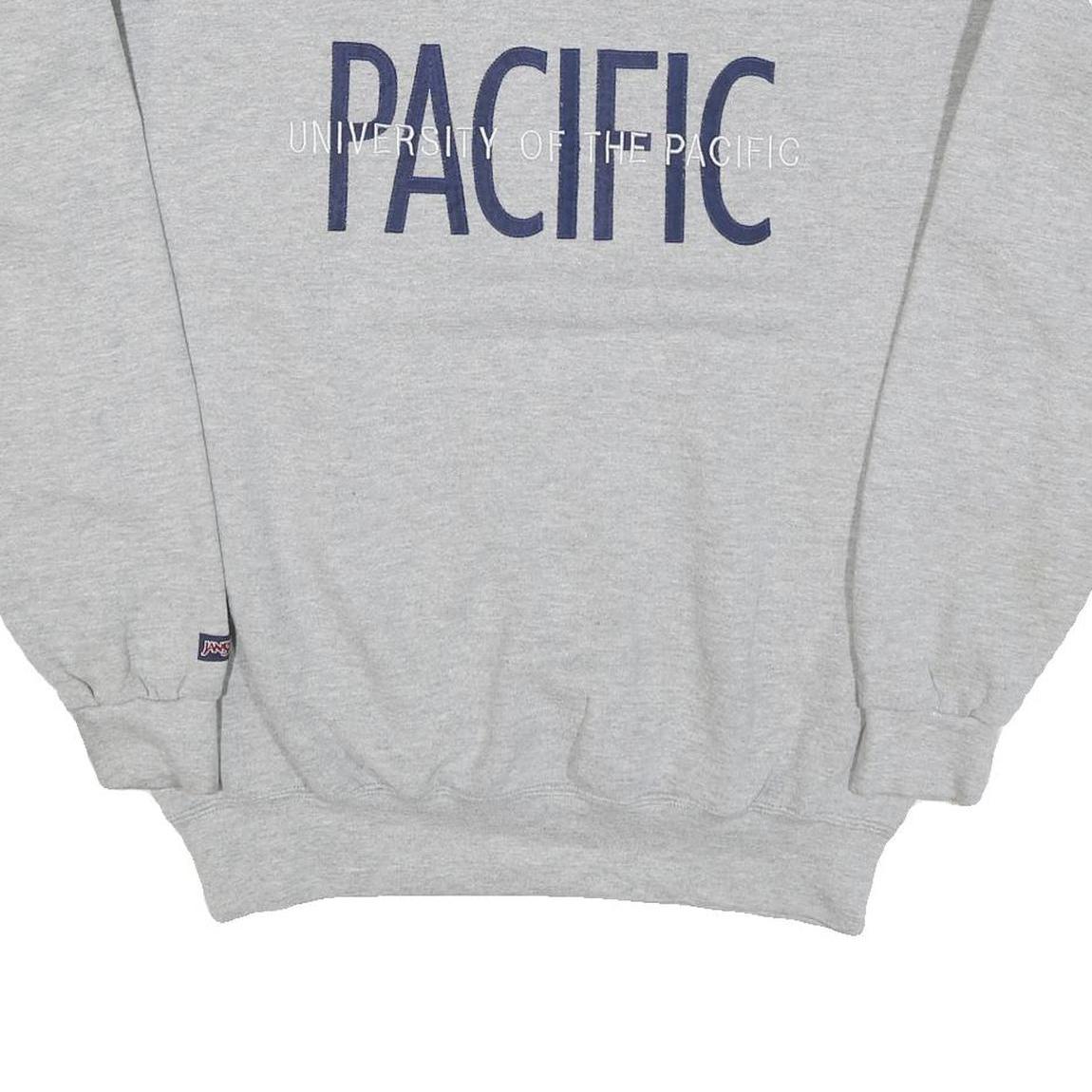 JANSPORT Mens Grey University Of The Pacific Crew Neck L Sweatshirt Cotton Blend