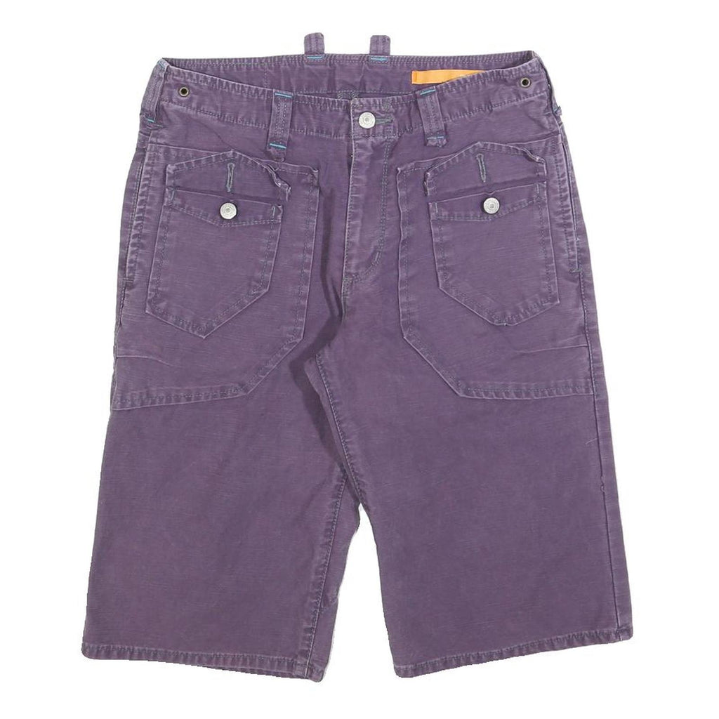 EDWIN Mens Shorts Purple Casual Cotton Blend M W30 Button Pockets
