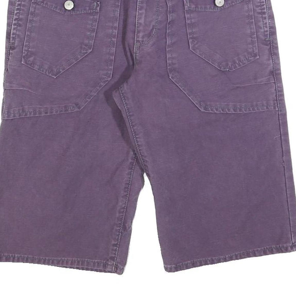 EDWIN Mens Shorts Purple Casual Cotton Blend M W30 Button Pockets