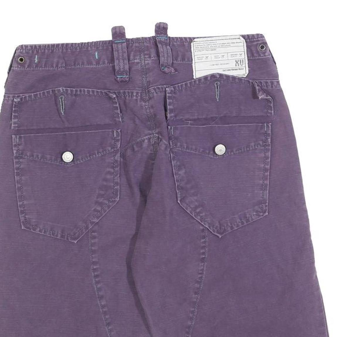 EDWIN Mens Shorts Purple Casual Cotton Blend M W30 Button Pockets