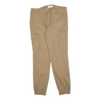 PIER ONE Mens Slim Beige Cargo Jogger Trousers W34 L32 Casual Utility Zip