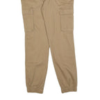 PIER ONE Mens Slim Beige Cargo Jogger Trousers W34 L32 Casual Utility Zip