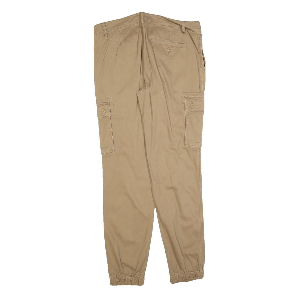 PIER ONE Mens Slim Beige Cargo Jogger Trousers W34 L32 Casual Utility Zip
