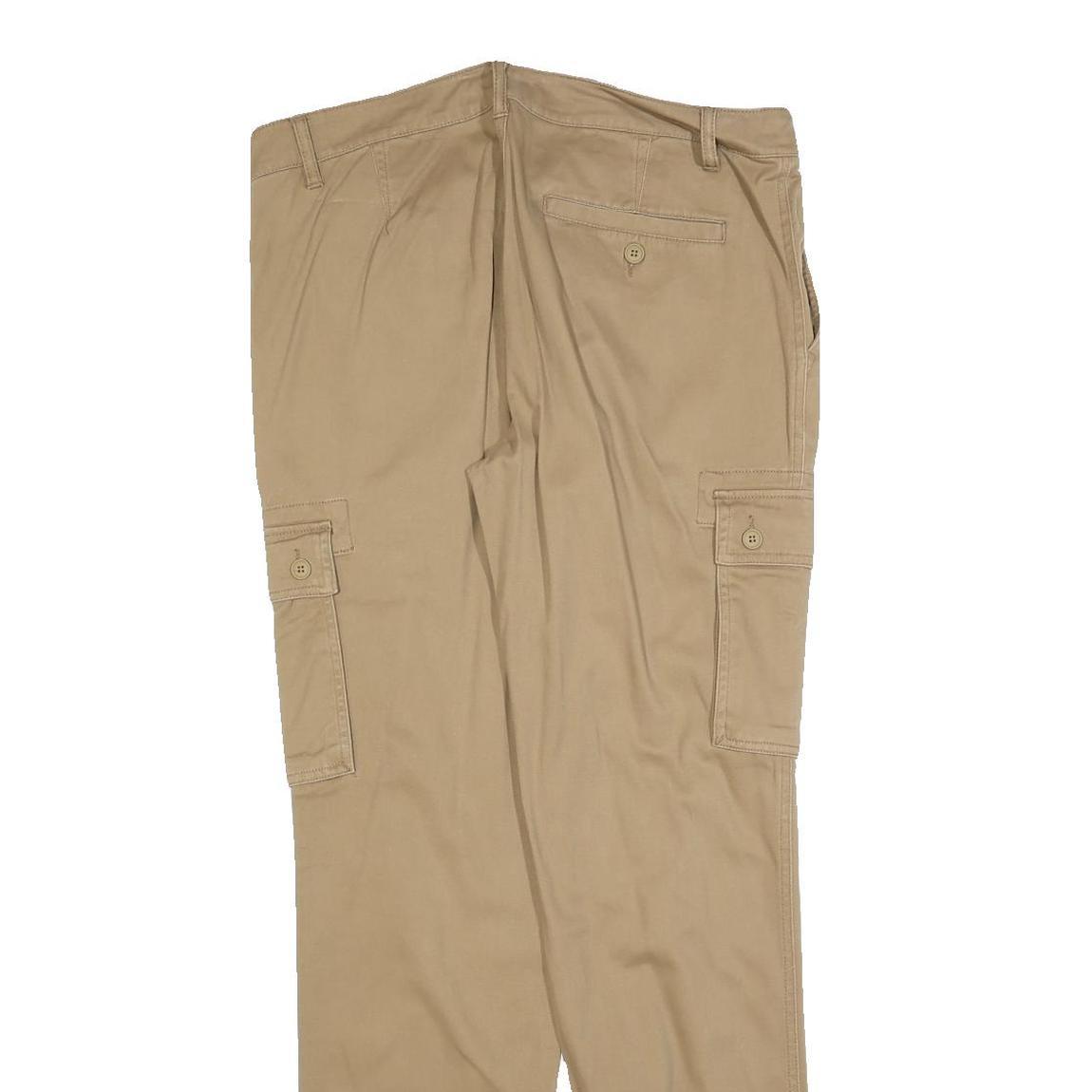 PIER ONE Mens Slim Beige Cargo Jogger Trousers W34 L32 Casual Utility Zip