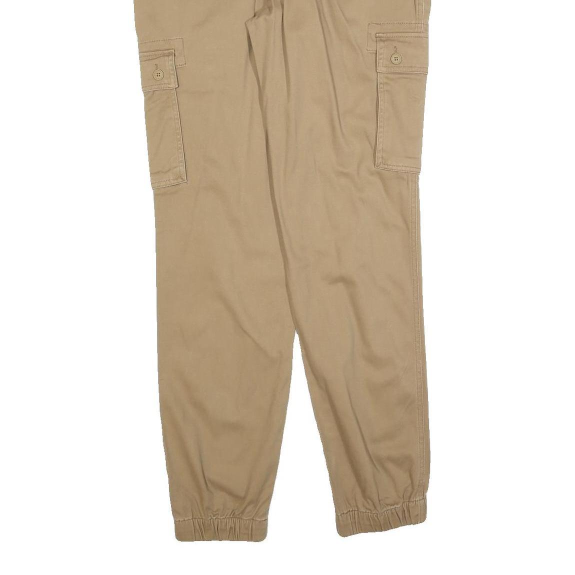 PIER ONE Mens Slim Beige Cargo Jogger Trousers W34 L32 Casual Utility Zip