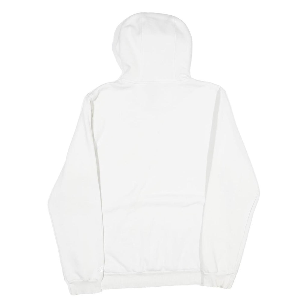 ADIDAS Mens White Pullover Hoodie S Geometric Print Sports Casual