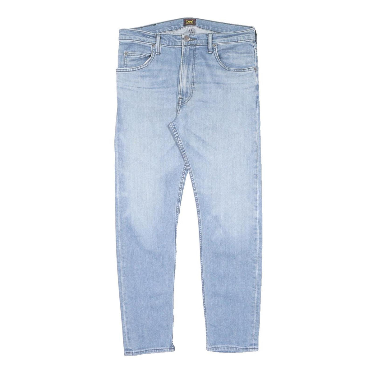 LEE Mens Jeans Light Blue Regular Straight Denim W32 L30 Zip Cotton Blend