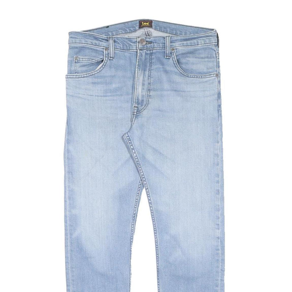 LEE Mens Jeans Light Blue Regular Straight Denim W32 L30 Zip Cotton Blend
