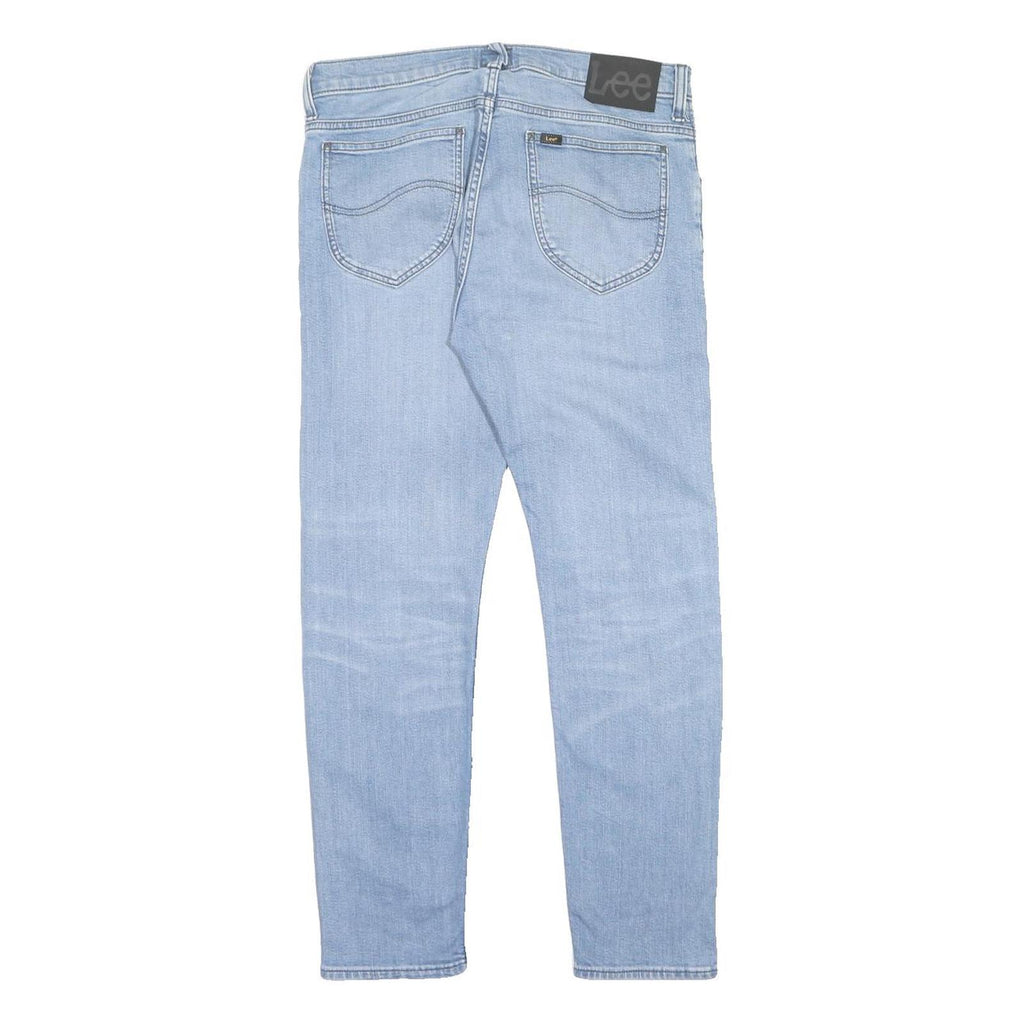 LEE Mens Jeans Light Blue Regular Straight Denim W32 L30 Zip Cotton Blend