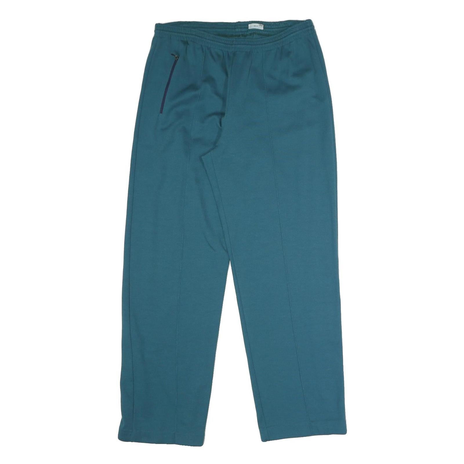 Mens Joggers Blue Cotton Blend M W32 L31 Comfort Fit Plain Zip Pocket Casual