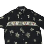 CROFT & BARROW Mens Black Cocktail Print Shirt XL Short Sleeve Casual Summer