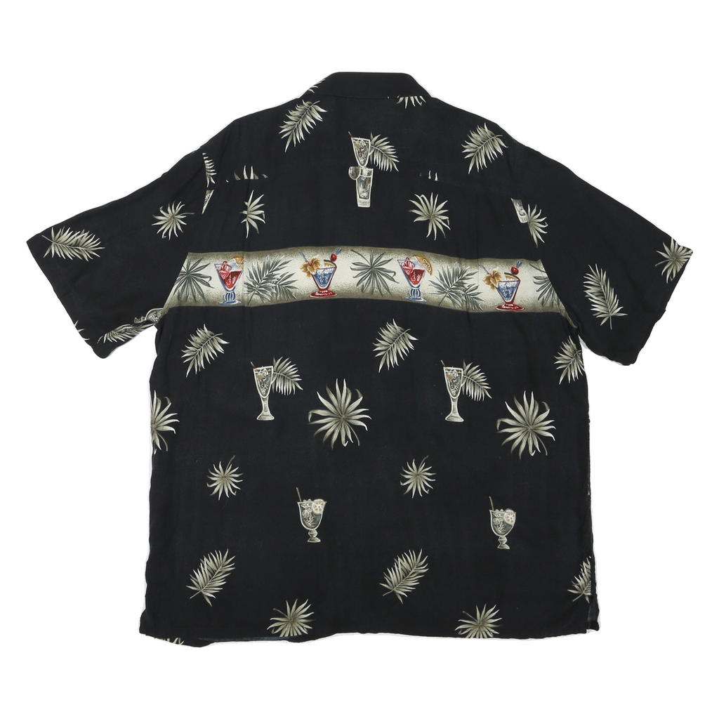 CROFT & BARROW Mens Black Cocktail Print Shirt XL Short Sleeve Casual Summer
