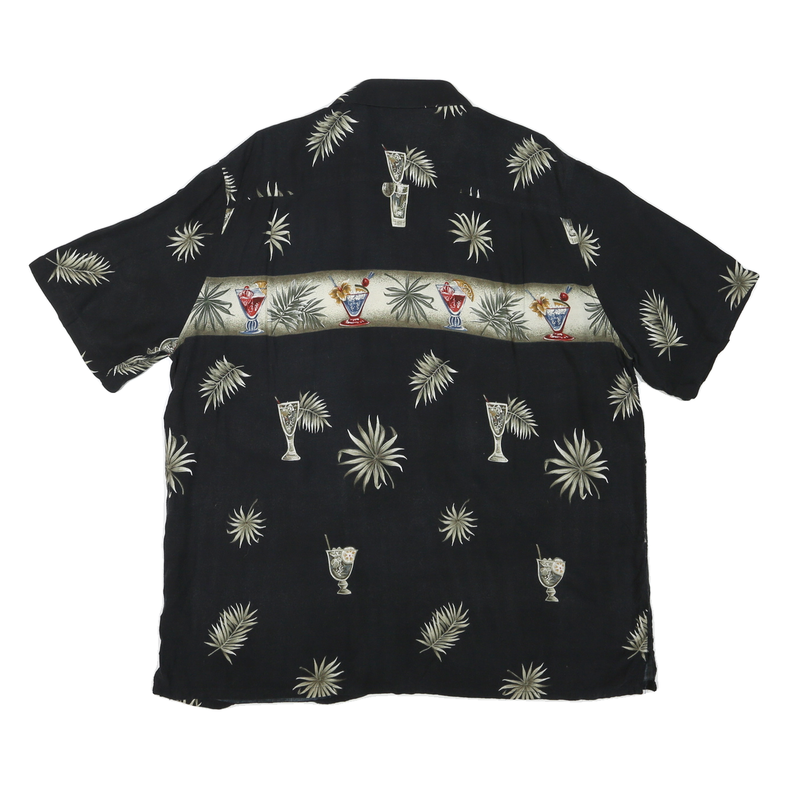 CROFT & BARROW Mens Black Cocktail Print Shirt XL Short Sleeve Casual Summer