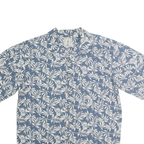 ROUNDTREE & YORKE Mens Blue & White Leaf Print Cotton Shirt M Casual Summer