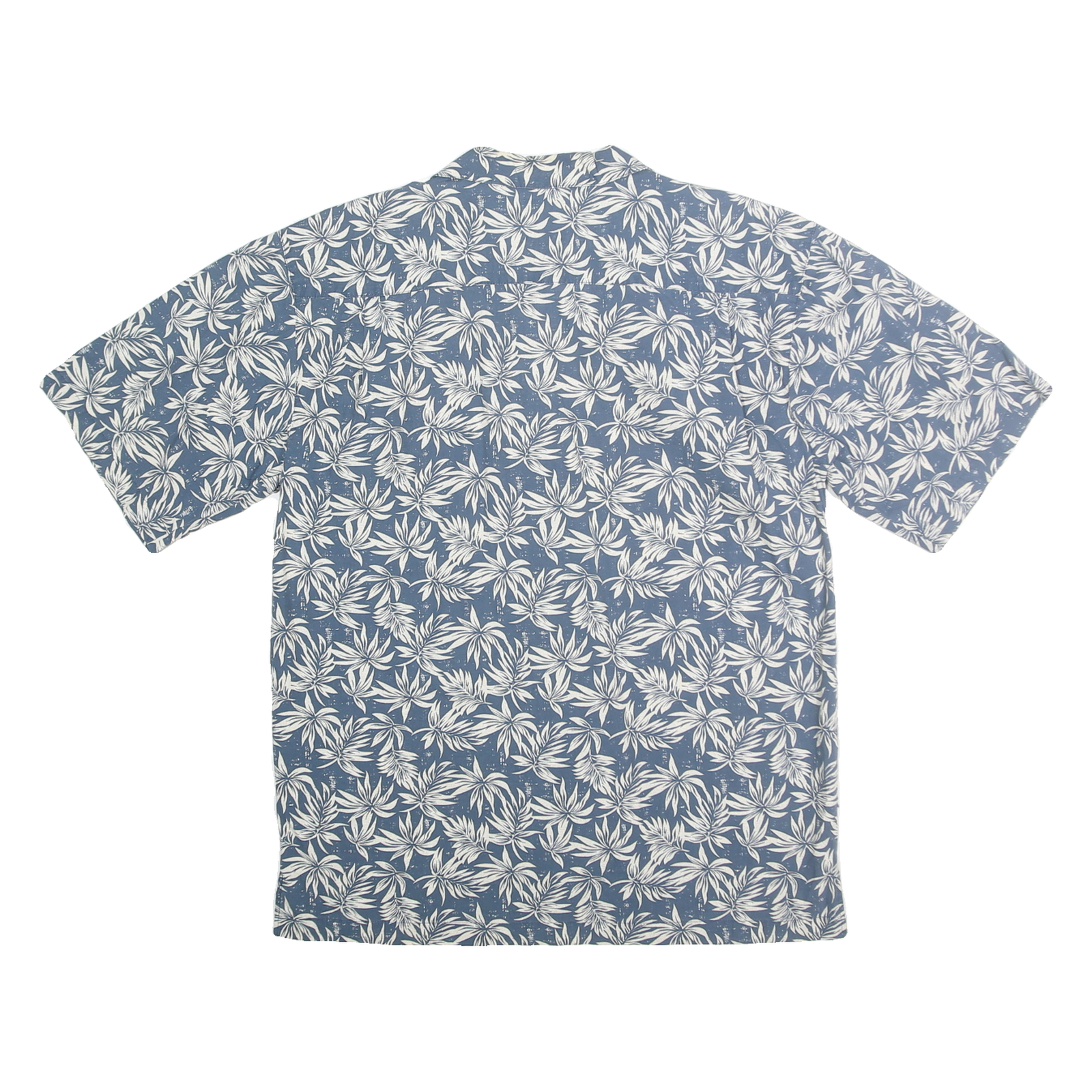 ROUNDTREE & YORKE Mens Blue & White Leaf Print Cotton Shirt M Casual Summer