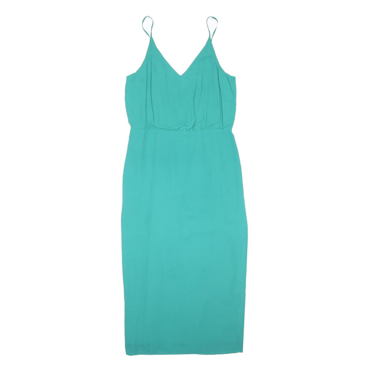 OASIS Womens Green Sleeveless Midi Dress Polyester Blend V-Neck UK 12 Summer