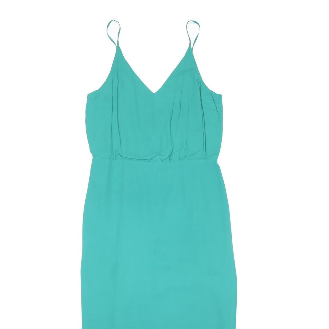 OASIS Womens Green Sleeveless Midi Dress Polyester Blend V-Neck UK 12 Summer