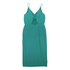OASIS Womens Green Sleeveless Midi Dress Polyester Blend V-Neck UK 12 Summer