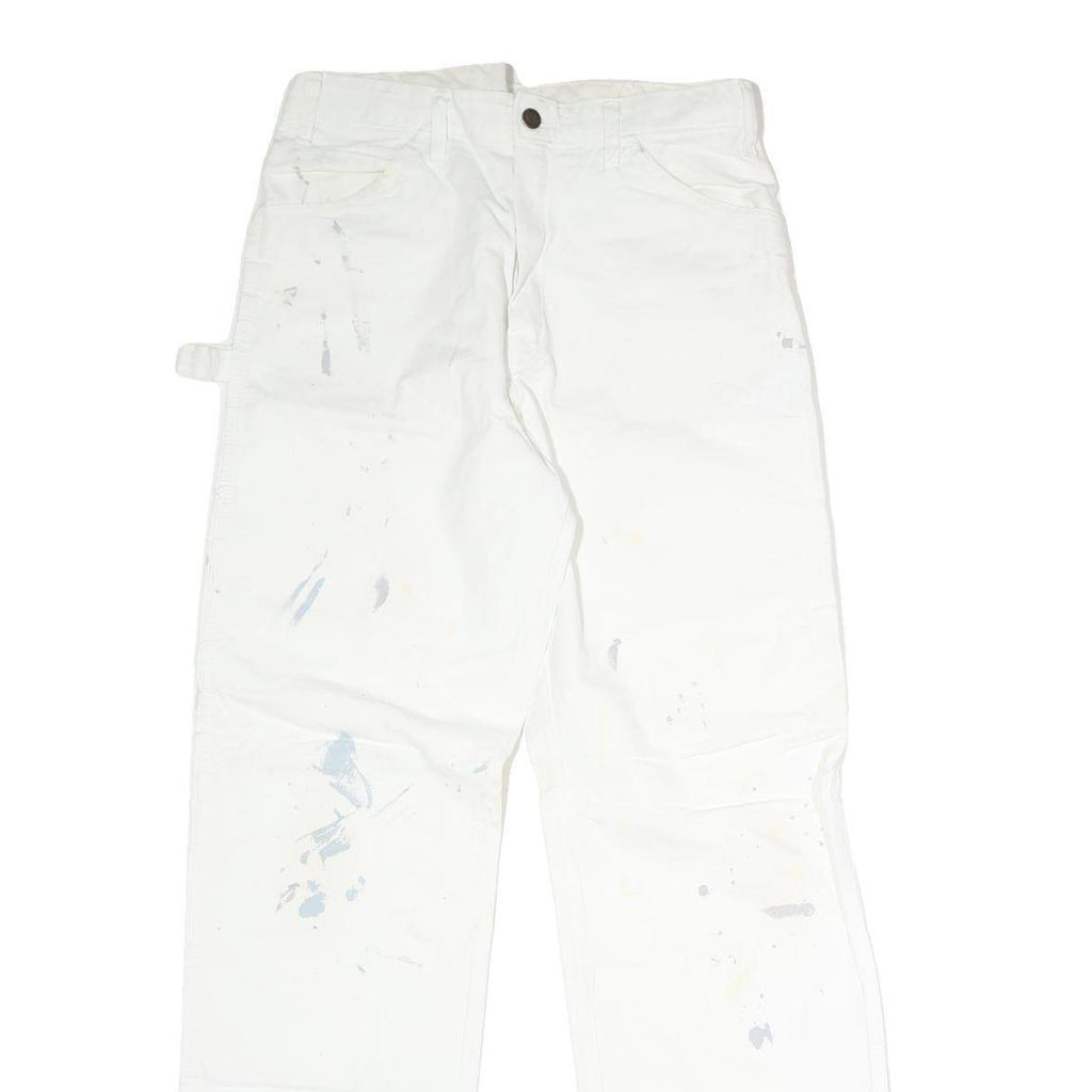 DICKIES Mens Cotton White Relaxed Straight Trousers W32 L30 Workwear Utility