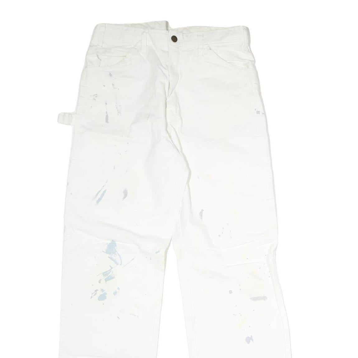 DICKIES Mens Cotton White Relaxed Straight Trousers W32 L30 Workwear Utility