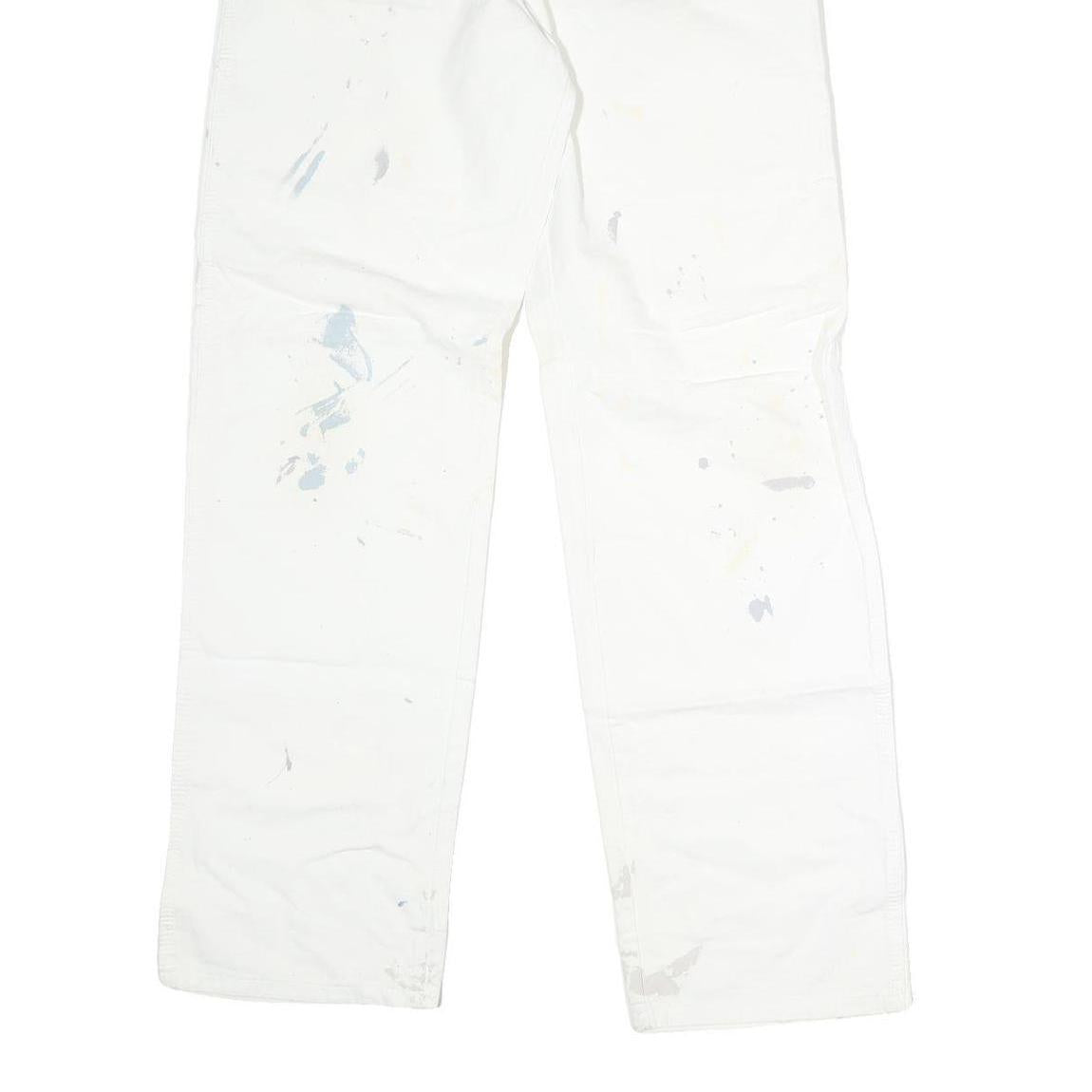 DICKIES Mens Cotton White Relaxed Straight Trousers W32 L30 Workwear Utility