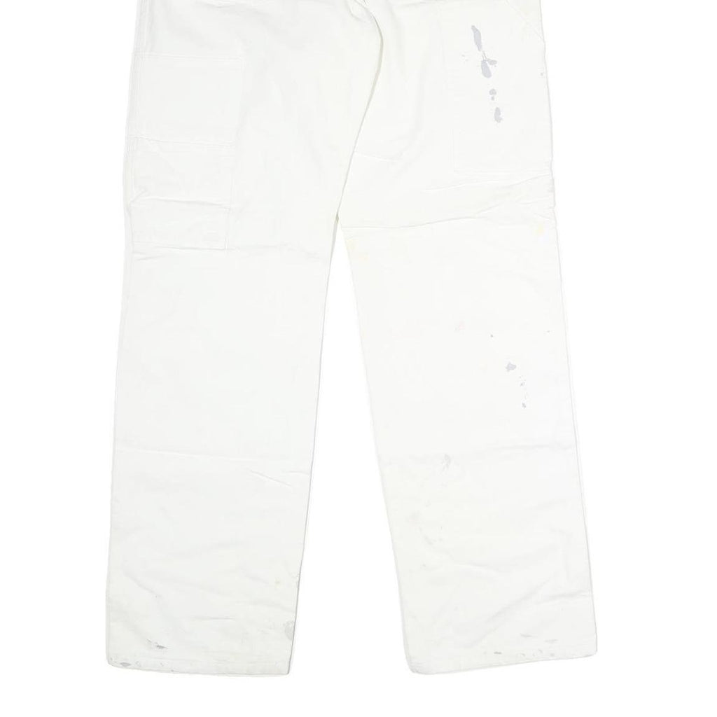 DICKIES Mens Cotton White Relaxed Straight Trousers W32 L30 Workwear Utility