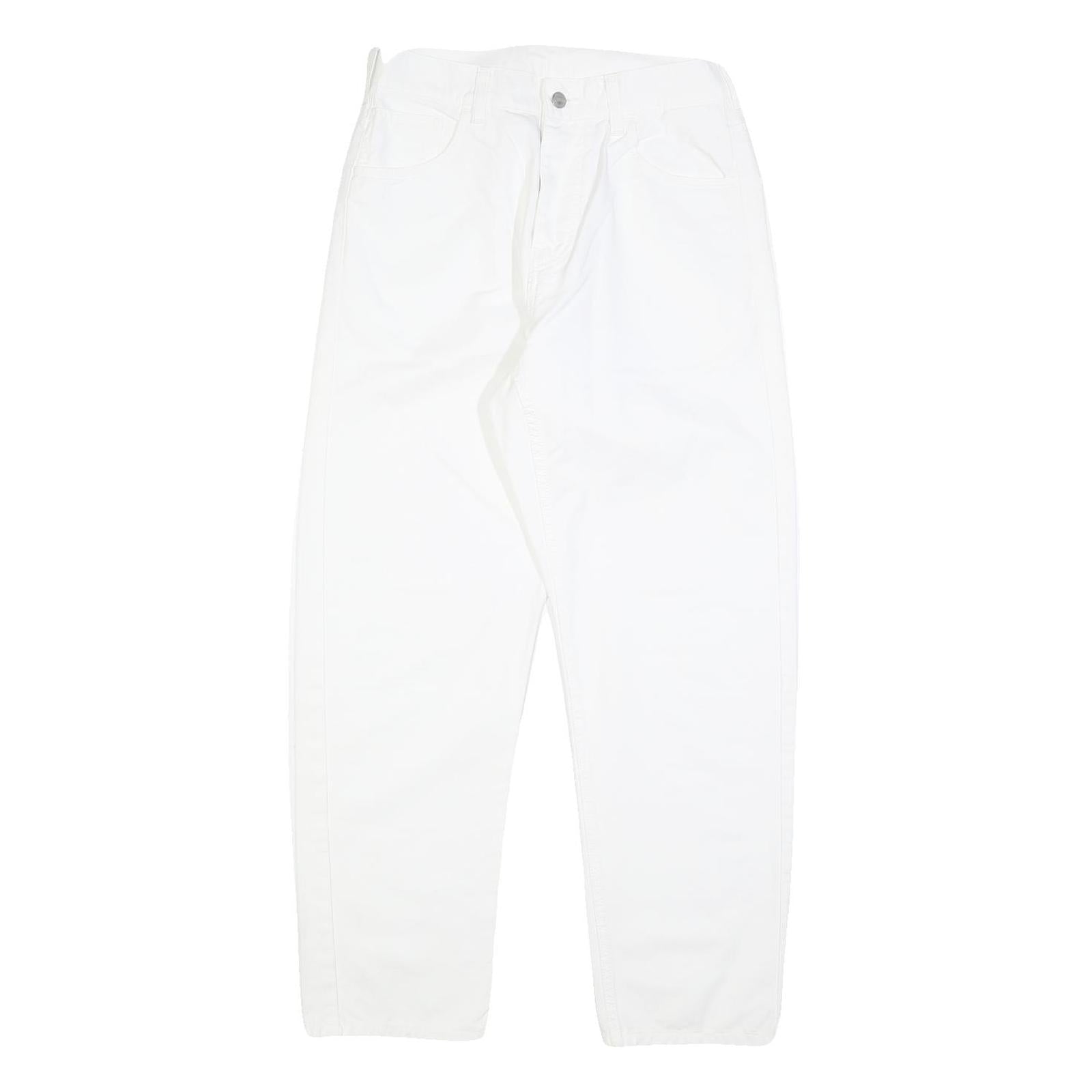 CARHARTT Womens Cotton Blend White Relaxed Straight Trousers W28 L30 Zip Casual