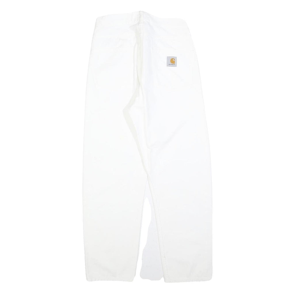 CARHARTT Womens Cotton Blend White Relaxed Straight Trousers W28 L30 Zip Casual