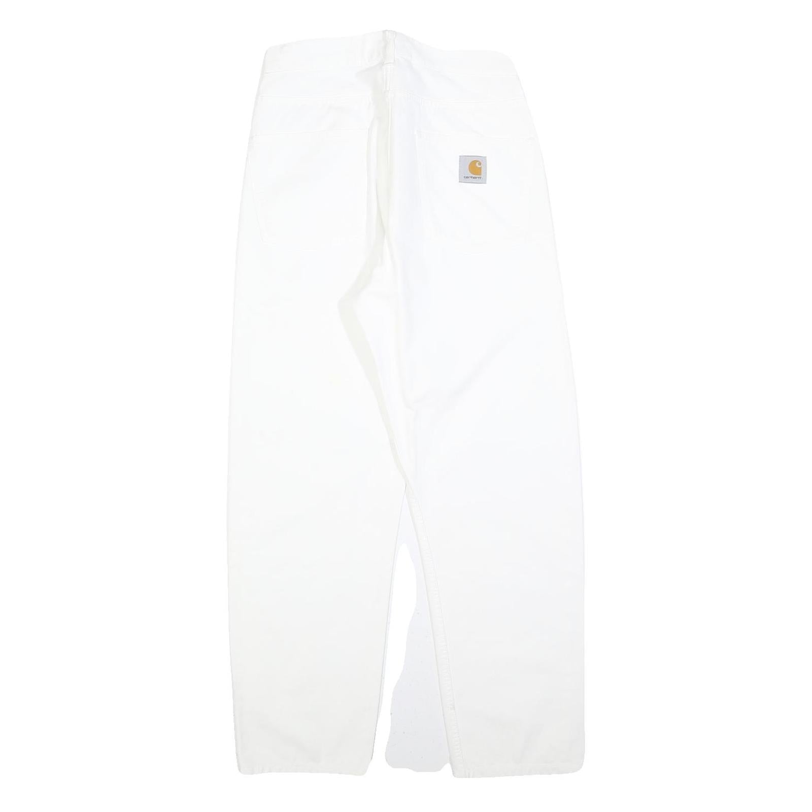 CARHARTT Womens Cotton Blend White Relaxed Straight Trousers W28 L30 Zip Casual