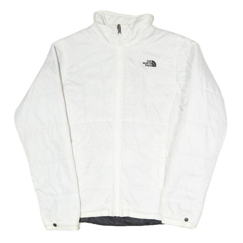 THE NORTH FACE Womens White Outdoor Jacket XS Polyester Blend Plain Zip