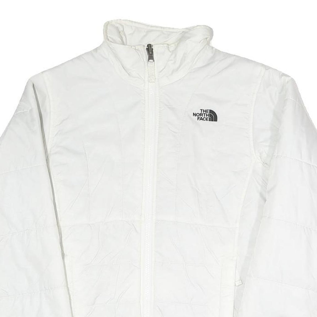 THE NORTH FACE Womens White Outdoor Jacket XS Polyester Blend Plain Zip
