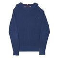 TOMMY HILFIGER Mens Blue Crew Neck Patterned Jumper Cotton Blend XL Pullover