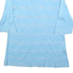 DI STRICK Womens Blue Patterned Cotton Blend Jumper Crew Neck Regular UK 12