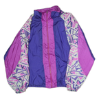 PRO SPIRIT Womens Purple & Lilac Geometric Print Nylon Zip Jacket L Lightweight
