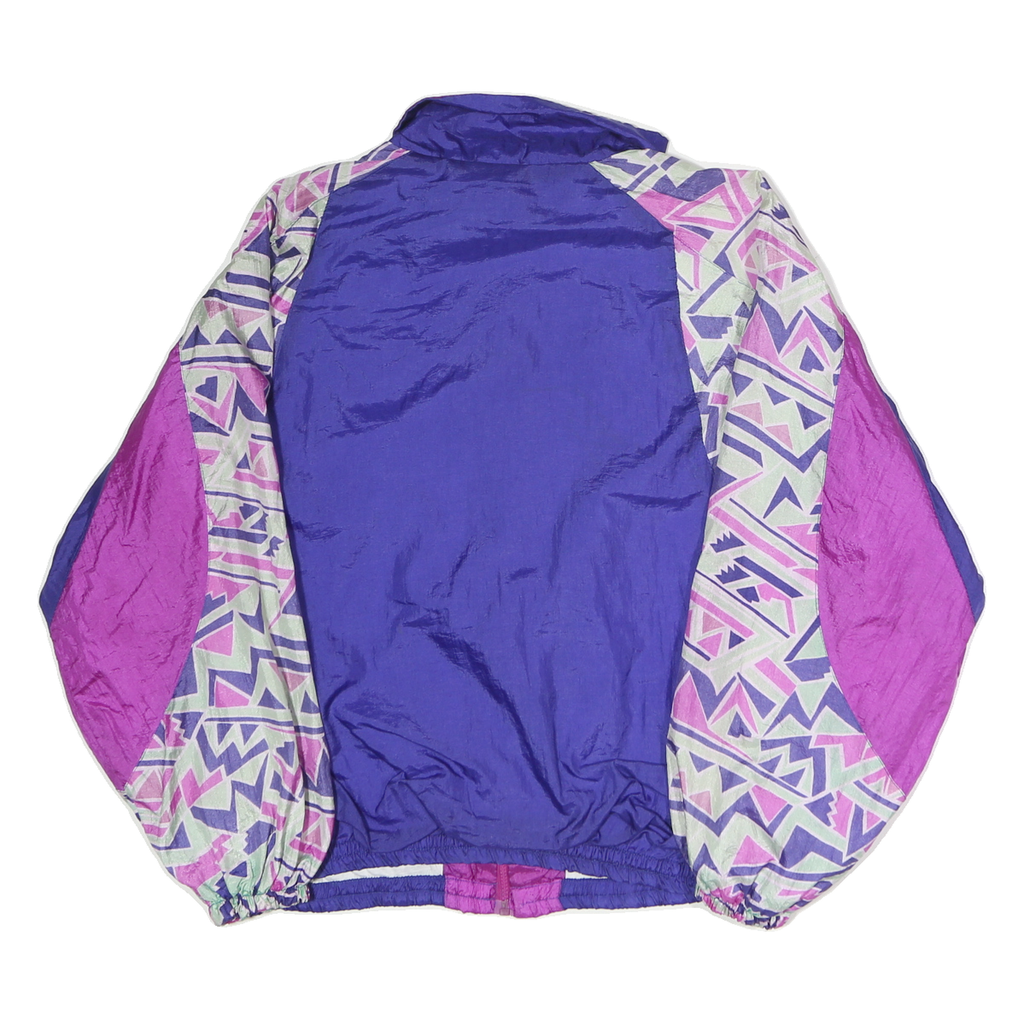 PRO SPIRIT Womens Purple & Lilac Geometric Print Nylon Zip Jacket L Lightweight