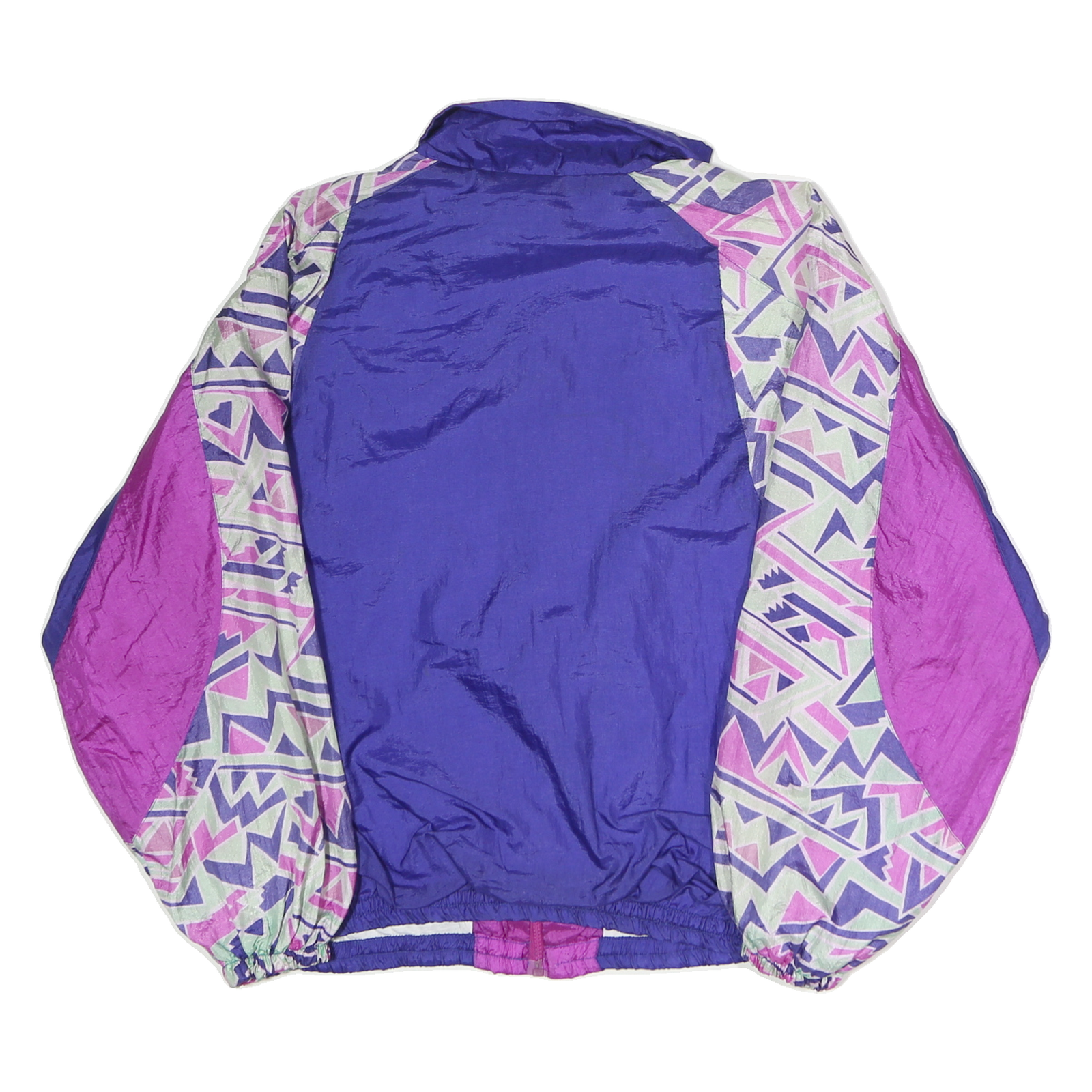 PRO SPIRIT Womens Purple & Lilac Geometric Print Nylon Zip Jacket L Lightweight